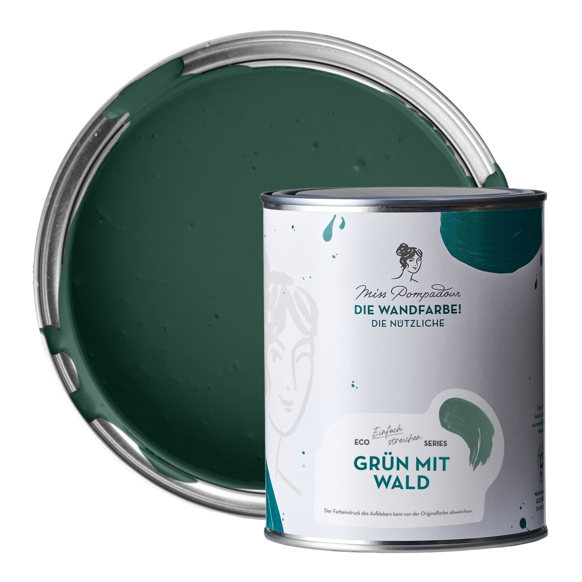 MissPompadour abwaschbare Wandfarbe 1L Grün mit Wald - hohe Deckkraft und Ergiebigkeit - matte, scheuerbeständige Innenfarbe - geruchsarm, wasserbasiert, atmungsaktiv - Die Nützliche