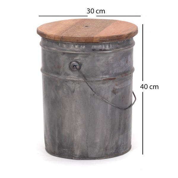 Beistelltisch  BARREL Metall rund mit Holzplatte