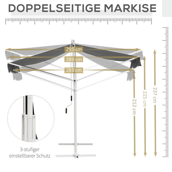 Outsunny Standmarkise, 450cm x 340cm x255cm, Metall+Polyester, Grau