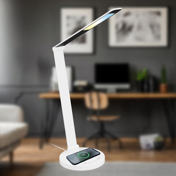 LED Schreibtischlampe Tischlampe Büro Induktive Ladefläche Dimmbar Touch CCT