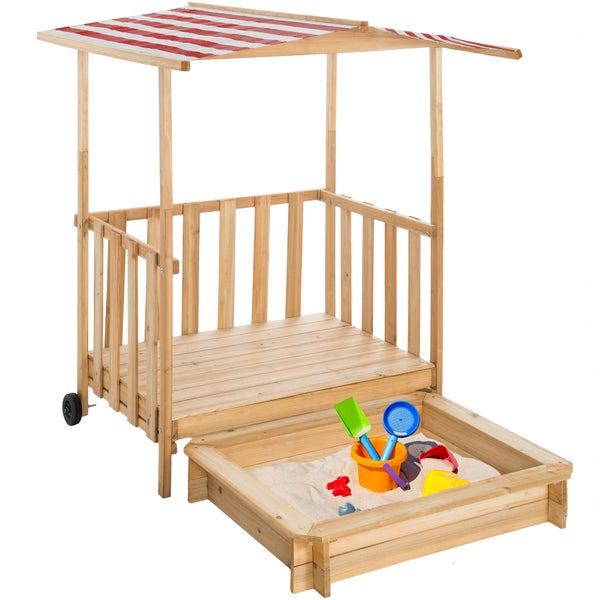 Sandkasten tectake Gretchen 106 x 105 x 137 cm aus Holz rot