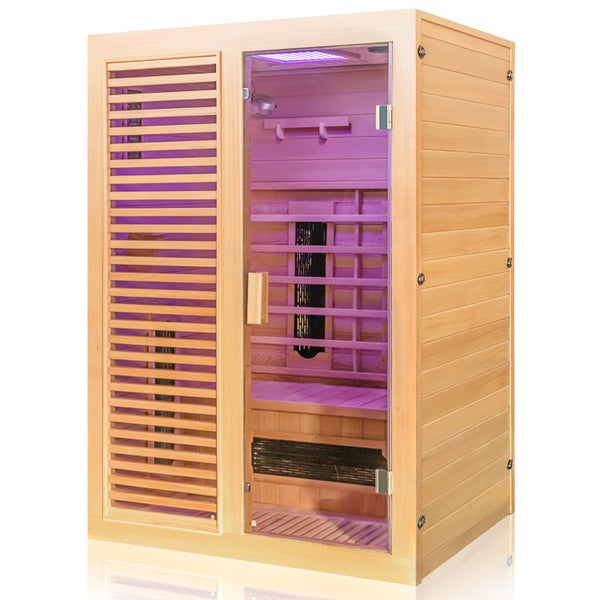 Dewello® Infrarotkabine Infrarotsauna HAMLIN 130cm x 105cm inkl. 5 Keramikstrahler, Karbon Karbonstrahler, Farblicht