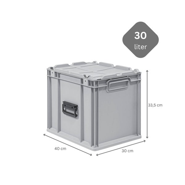 PROREGAL Eurobox NextGen Portable Mit Rasterschaumstoff und Schaumstoffeinlage HxBxT 33,5 x 30 x 40 cm 30 Liter Eurobehälter Transportbox
