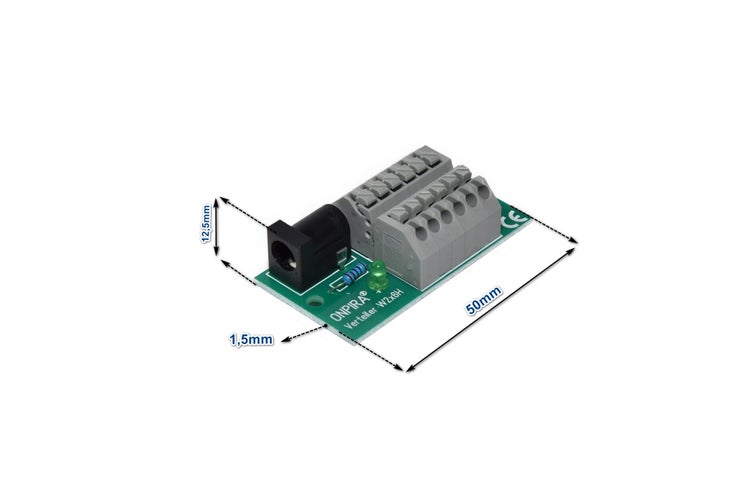 ONPIRA Verteiler W2x6H Leiterplatte mit Hohlbuchse und Schraubklemmen fuer LED Streifen