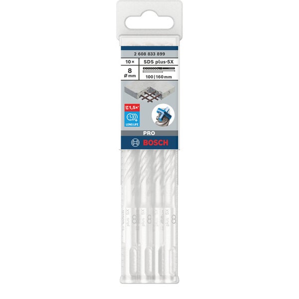 Bosch SDS plus-5X Bohrer Set, 10-teilig, 8 Millimeter Durchmesser