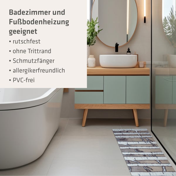 Akzente Feel Badematte mit Motiv in Grau Fußmatte 35 x 100 cm, rutschfest, saugfähig