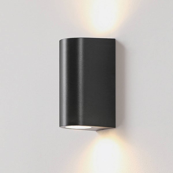 PRIOS Wandleuchte außen Irfan (spritzwassergeschützt (Modern) in Schwarz (2 flammig, GU10) - Außenwandleuchten Wandlampe Led Außenlampe Outdoor für Außenwand/Hauswand