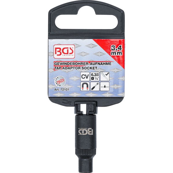 BGS Gewindebohrer-Aufnahme-Steckschlüssel-Einsatz 6,3 mm (1/4) 3,4 mm - 72101