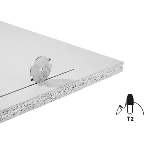 Nut- und Federverbindung in einer Spanplatte