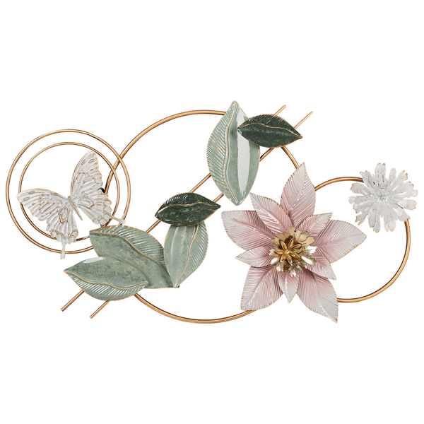 Dekorative Wanddekoration mit floralen Elementen und Schmetterling