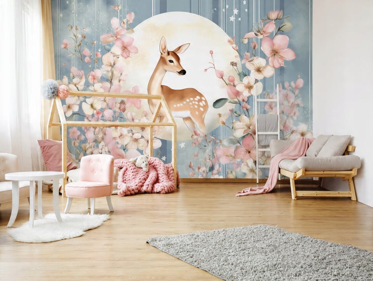 Fototapete Kinderzimmer Mädchen Tiere Blumen Kinder Vlies Tapete 300x210 cm