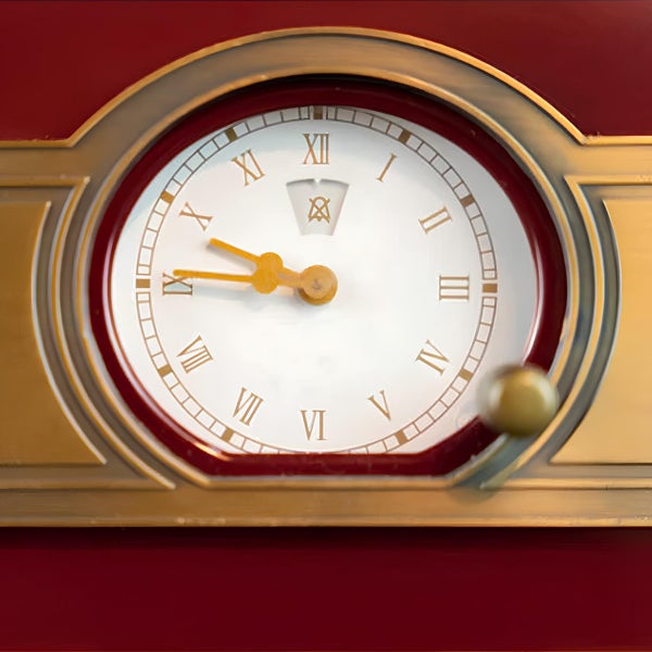 Analoge Wanduhr mit römischen Ziffern und goldfarbenem Rahmen in klassischem Design