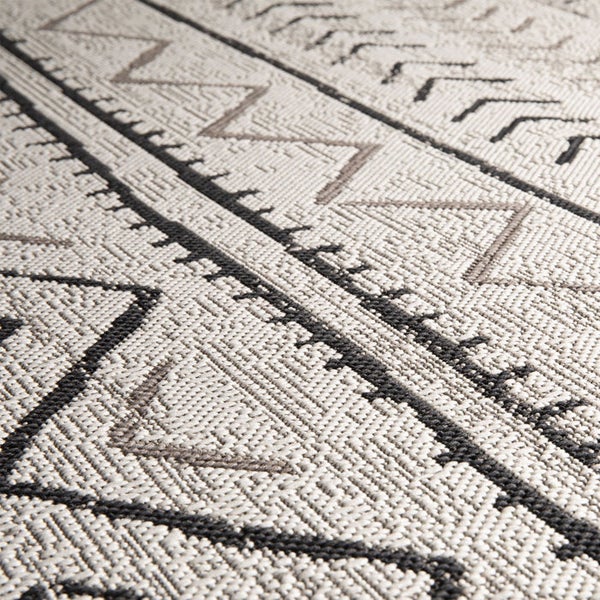 FLOORDIREKT Outdoorteppich - Wetterbeständiger Außenteppich - Aztec - Grau - 80 x 150 cm