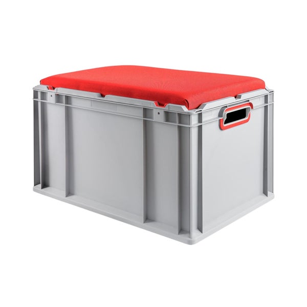 PROREGAL Eurobox NextGen Seat Box Rot HxBxT 36,5 x 40 x 60 cm 65 Liter Griffe Offen Eurobehälter Sitzbox Transportbox Transportbehälter Stapelbehälter