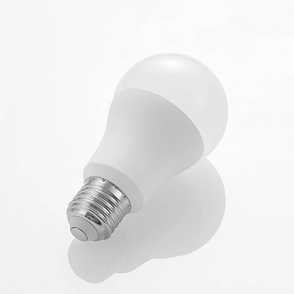 LED-Leuchtmittel in Birnenform mit E27-Schraubsockel und matter Abdeckung.