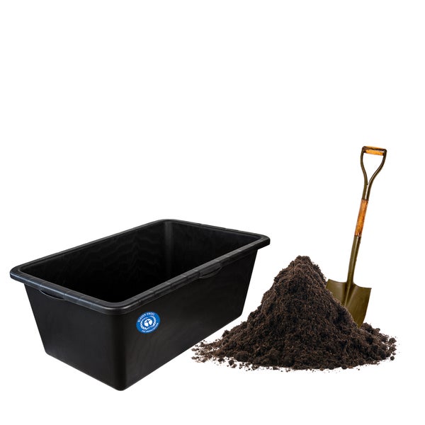 BigDean Mörtelkasten 45 Liter Eckig Miniteich Baueimer - 70 x 39 x 22 cm - Speiswanne Zementwanne Mörtelwanne - Made in Germany - Blauer Engel