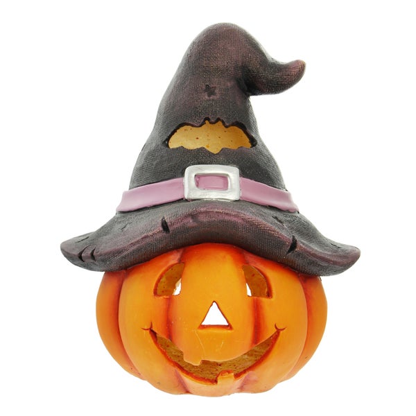 Dekorative Halloween-Kürbislaterne mit Hexenhut