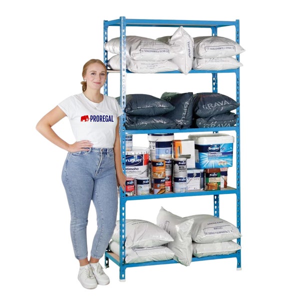 PROREGAL Schwerlastregal Big Muli HxBxT 200 x 110 x 50 cm 5 Fachböden Fachlast 200 kg Blau