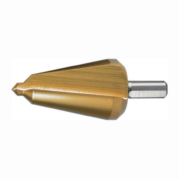 Blechschälbohrer aus HSS mit Titannitrid-Beschichtung zur Bearbeitung von Metall.
