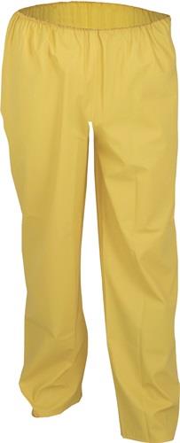 Gelbe Regenhose mit elastischem Bund.