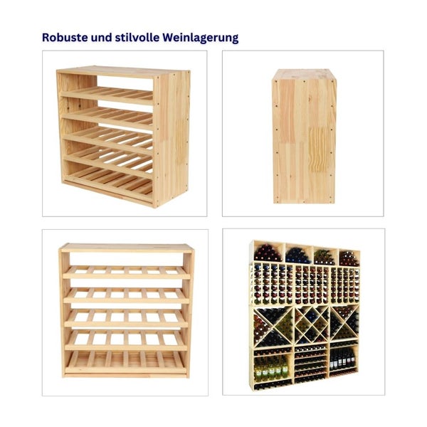 PROREGAL Modulares Weinregal Vincellar Mod HxBxT 60 x 60 x 30 cm Standard Modul Für 30 Flaschen Massives Kiefernholz Natur