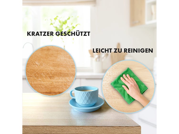 FLOORDIREKT Tischfolie Empire - mit abgeschrägter Kante - 1,5 mm Stärke - Transparent - 40 x 175 cm