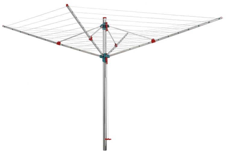 BERLINLODGE Wäschespinne Vento 4 Tragarmen 12 windsichere Halter Aluminium Hx⌀ 170x300cm Witterungs- und UV-beständige Kunststoff Stufenlose Höhenverstellung und Rastertechnik Zum Betonieren