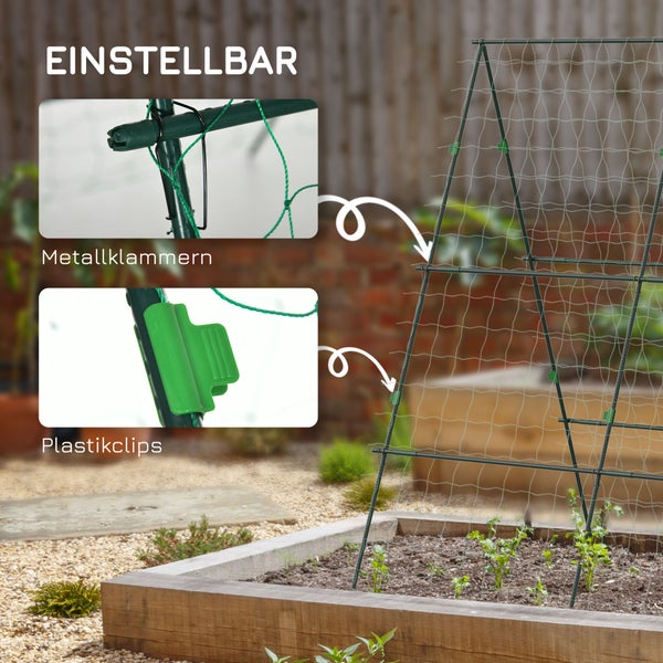 Outsunny Rankgitter aus Metall zum Stecken rostfrei Rankhilfe für Kletterpflanzen Gurken Spalier 180x100x180cm Rosenbogen Garten Spalier für Tomaten, Gemüse Blumen Kletterpflanzen Grün
