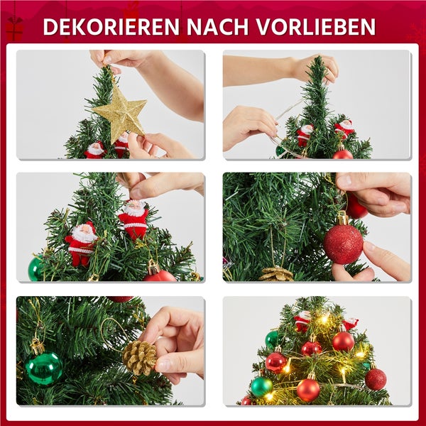 Dekorierter Weihnachtsbaum mit Christbaumschmuck.
