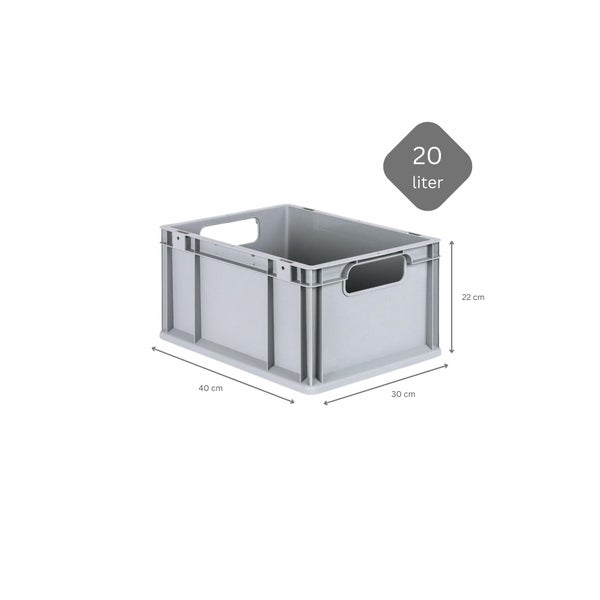 PROREGAL Spar Set 5x Eurobox Nextgen Economy Mit Auflagedeckel & 4x Schiebeschnappverschlüsse Grün Griffe Offen HxBxT 22 x 30 x 40 cm 20 Liter