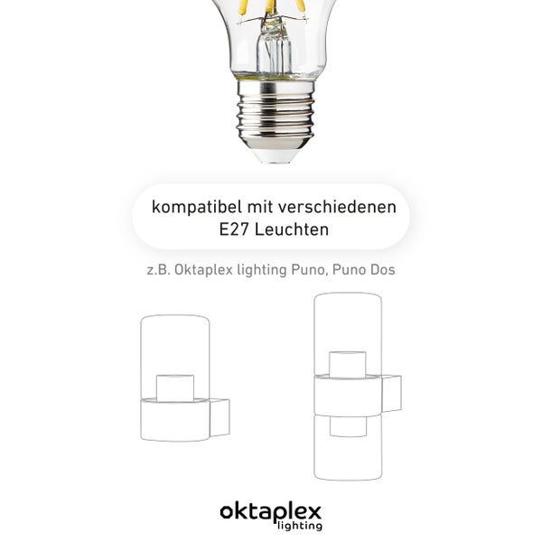 Oktaplex Glow 6er Set E27 Set LED Leuchtmittel 2700K Warmweiß 806lm 3,8W