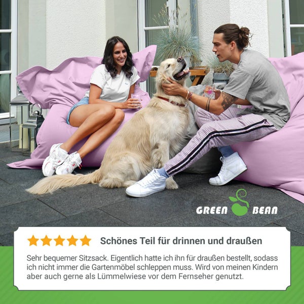 Green Bean Outdoor Sitzsack XXL 140x180cm 380 Liter Kinder & Erwachsene Bean Bag EPS Perlen Füllung Riesensitzsack Groß Liegekissen Waschbar Wetterfest Lounge Sitzkissen Bodenkissen Pastell Flieder