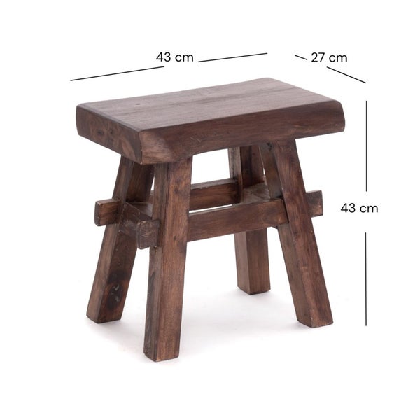 Hocker aus Holz, 43 x 27 x 43 cm