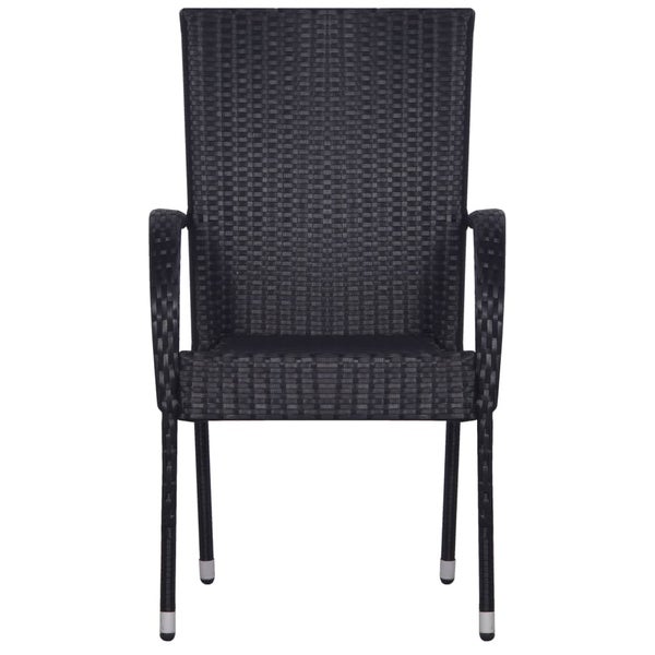 Stapelbare Gartenstühle 2 Stk. Poly Rattan Schwarz