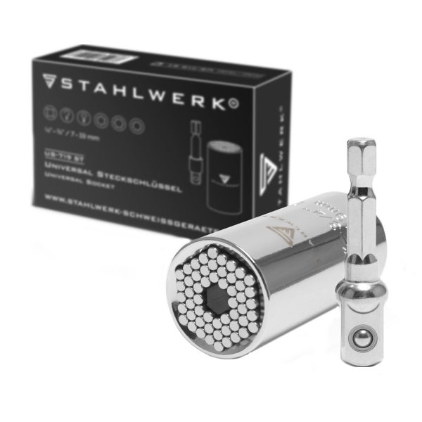 STAHLWERK Universal-Steckschlüssel 7-19 mm Multifunktionsnuss für 3/8 Ratschen