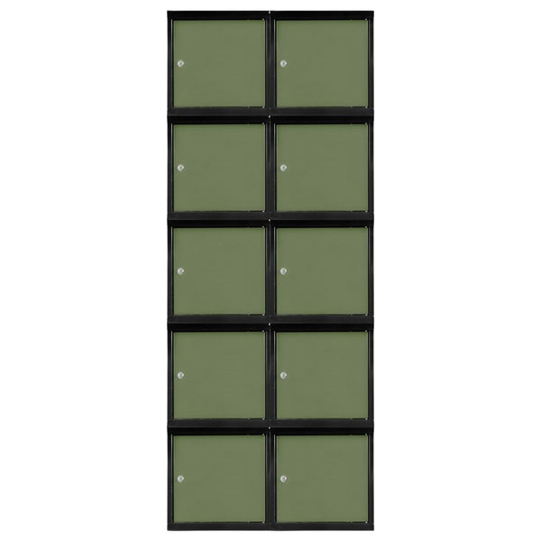 PROREGAL Mega Deal | 10x Schließfachwürfel Blocky mit Zylinderschloss + 2 Schlüssel | HxBxT 40x40x40cm | Anthrazit/Resedagrün | Tresor, Schließfach