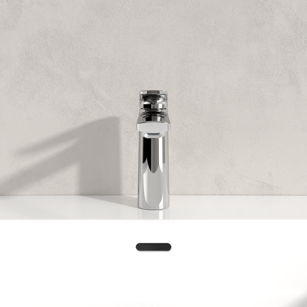 Villeroy & Boch Oasis Waschtischarmatur ohne Zugstange, Wasserhahn Bad mit Keramikkartusche, Waschbeckenarmatur wassersparend, Auslauf Höhe 114mm, rund, Chrom