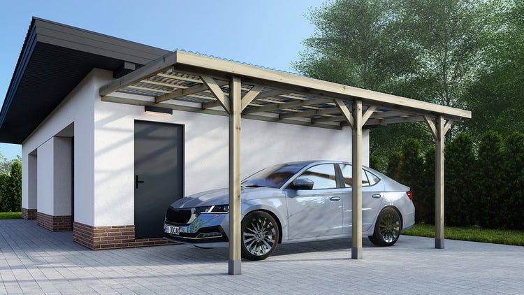 Carport Garagendach 3x5,24 m - 15 m2 - PVC-Abdeckung 