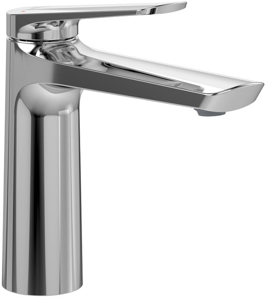 Villeroy & Boch Oasis Waschtischarmatur ohne Zugstange, Wasserhahn Bad mit Keramikkartusche, Waschbeckenarmatur wassersparend, Auslauf Höhe 114mm, rund, Chrom