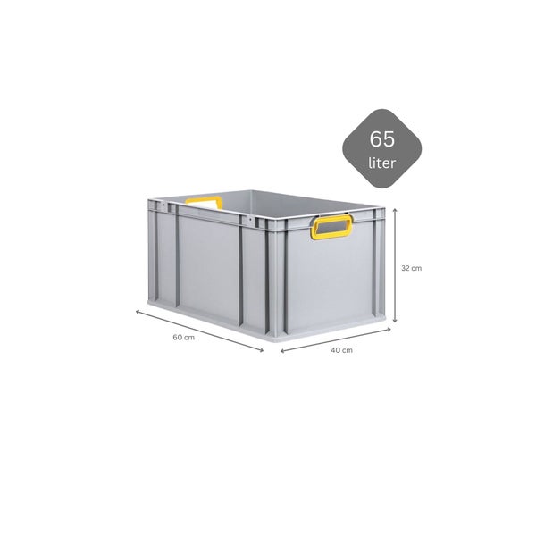 PROREGAL Spar Set 10x Eurobox Nextgen Color Mit Auflagedeckel & Schiebeschnappverschlüsse HxBxT 32 x 40 x 60 cm Griffe Gelb Offen Verstärkter Boden