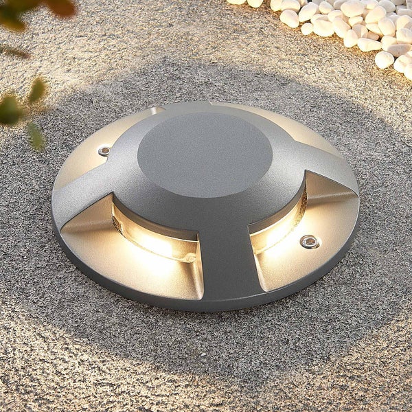 Lucande LED Außenleuchte Jeffrey (wasserdicht (Modern) in Alu aus Aluminium (1 flammig, ) - Außenstrahler außen Spot für Garten Terasse Balkon & Haus