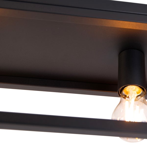 Schwarze Deckenleuchte mit Glühbirne