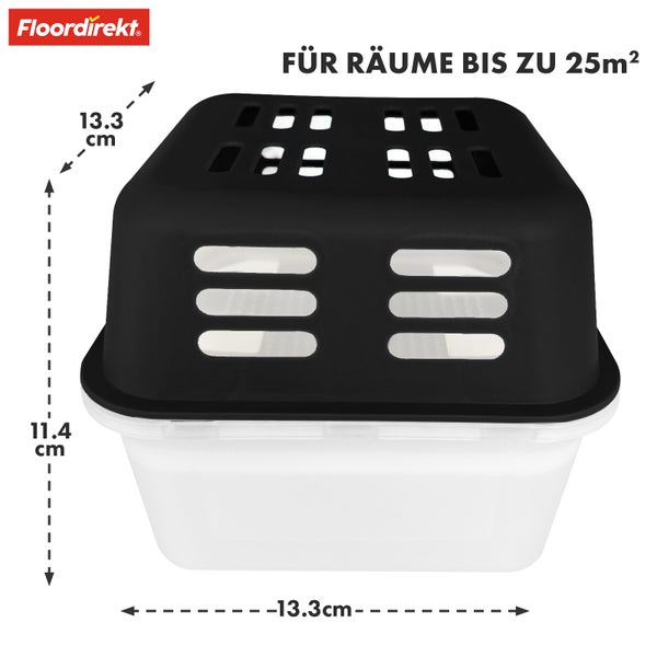 FLOORDIREKT Luftentfeuchter im 4er Set - Nachfüllbare & wiederverwendbare Raumentfeuchter - Kuki - Schwarz