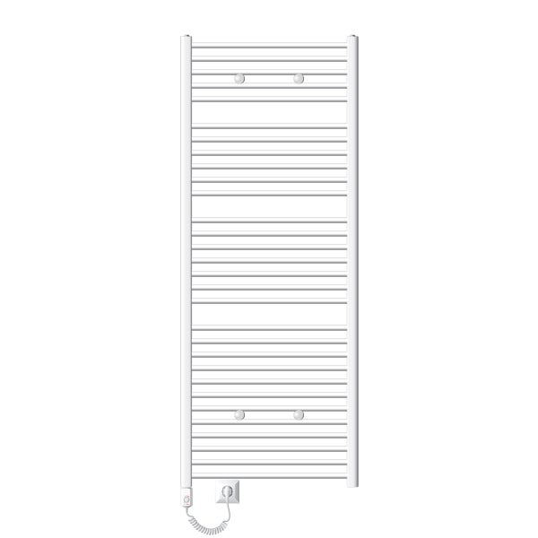 ECD Germany Badheizkörper Elektrisch mit Heizstab 900W - 750 x 1800 mm - Weiß - gebogen mit Seitenanschluss - Heizkörper Handtuchwärmer Handtuchtrockner