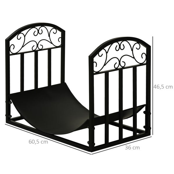 Outsunny Kaminholzregal, 60 kg belastbar, 60,5 x 36 x 46,5 cm, Metall, Schwarz