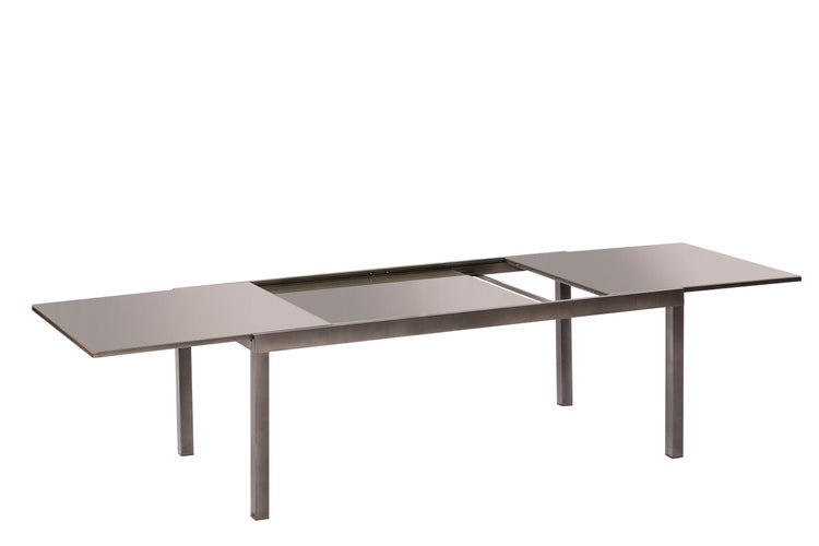 Semi Ausziehtisch, 180 (250) x 90 cm, Graphit, Aluminium