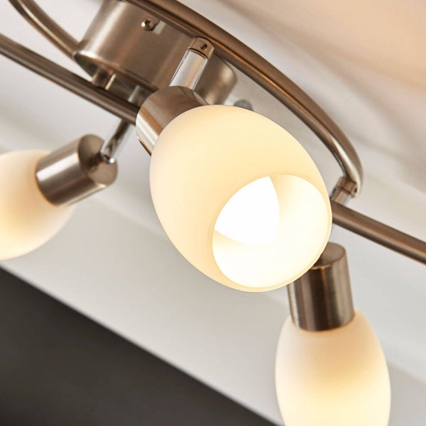 Lindby Glas Deckenlampe, Deckenstrahler drehbar und schwenkbar Deckenleuchte 6x E14 ohne Leuchtmittel Wohnzimmerlampe Küchenlampe Strahler Spot