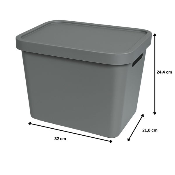 Aufbewahrungsbox mit Deckel und den Maßen 32 x 21,8 x 24,4 cm.