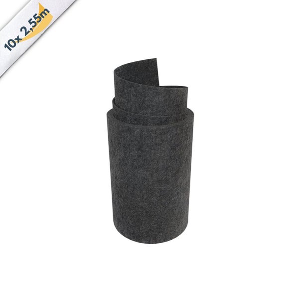 Grauer Nadelfilz als Rolle, 10 Stück à 2,55 Meter