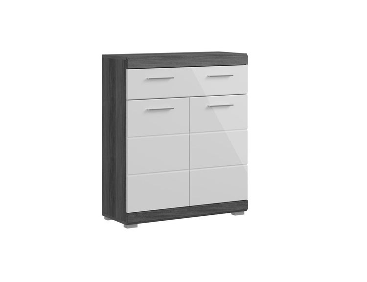 Scout Badschrank 2 Türen, 1 Schublade Hochglanz weiß,rauchfarbenen. 74 X 31 X 88 cm